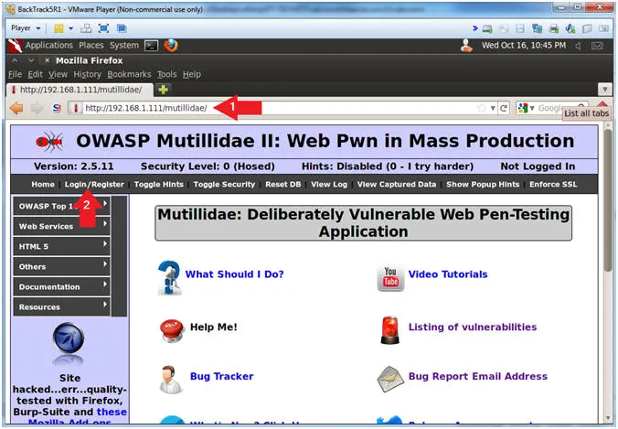 تطبيق OWASP Mutillidae II