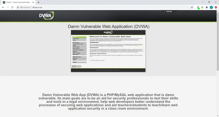 تطبيق الويب Damn Vulnerable Web Application (DVWA)