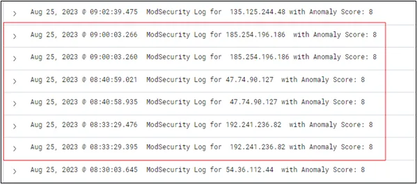 مثال على مفسر سجلات Apache Docker ModSecurity