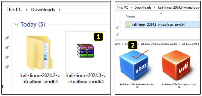 فك الضغط وإضافة الملفات إلى VirtualBox